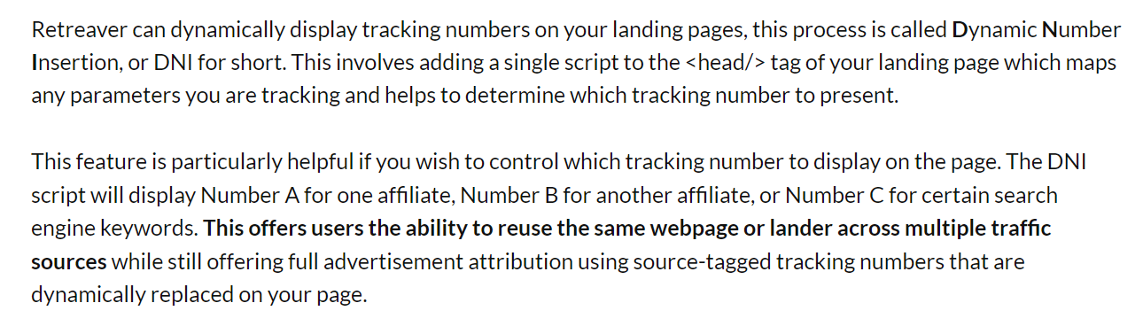 retreaver dynamic number insertion